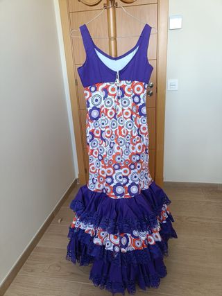 Traje gitana: lunares naranja-morado
