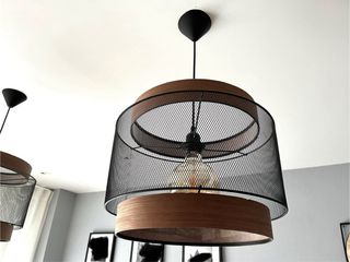 2 Lámparas techo industrial - Madera y metal