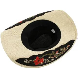 Sombrero Cowboy Vaquero Bordado Adulto Beige