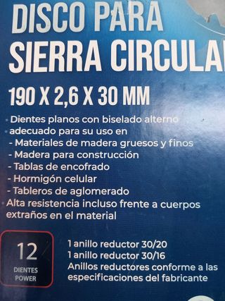 Disco Sierra Circular Ferrex 190x2,6x30mm