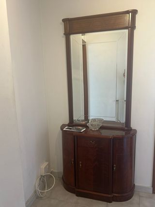 Mueble espejo entrada madera