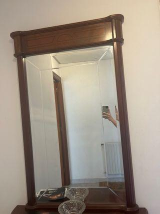 Mueble espejo entrada madera