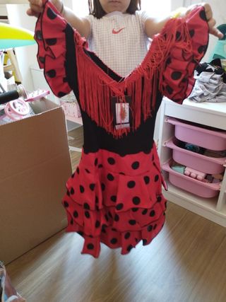 Vestido Flamenca niña 4 años rojo-negro
