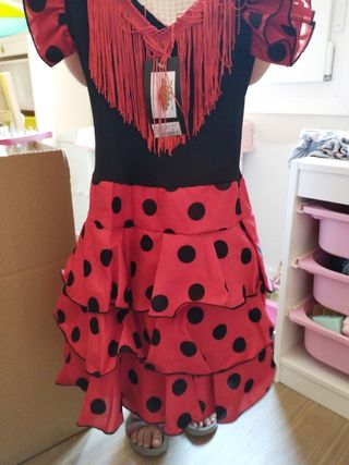 Vestido Flamenca niña 4 años rojo-negro