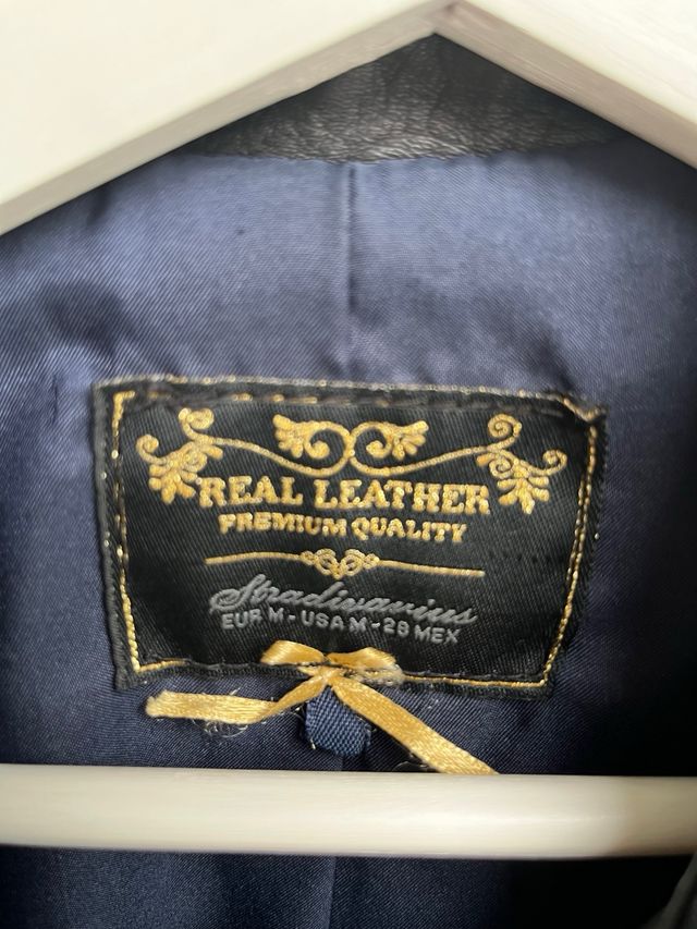 Cazadora cuero negra talla M