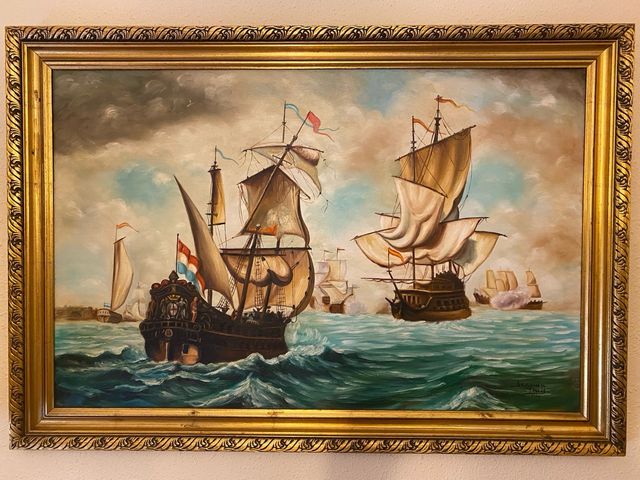 Pintura al óleo - Barcos antiguos