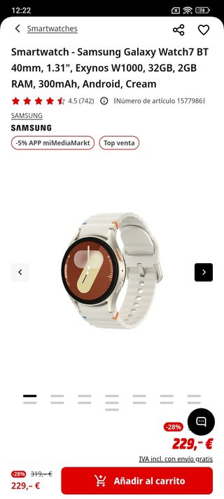 Samsung Galaxy Watch7 BT 40 - NUEVO A ESTRENAR .