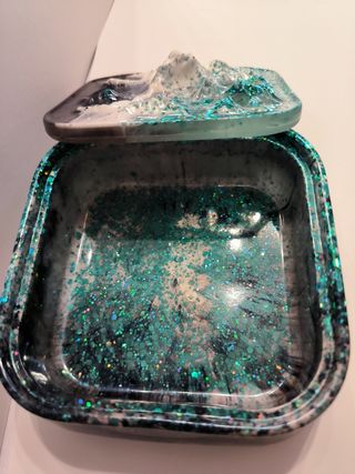 Scatola portaoggetti resina teal
