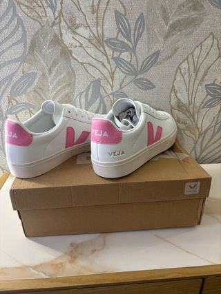 Zapatillas Veja Campo Mujer/ Blanco y Rosa - 38