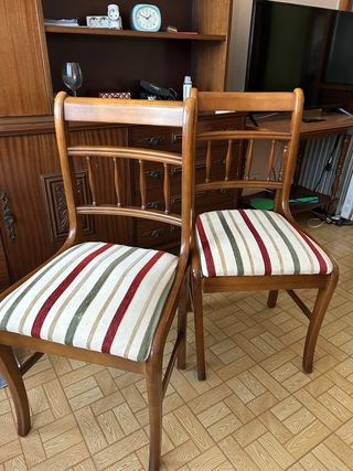 4 Sillas madera - Tapicería rayas [URGE VENTA]