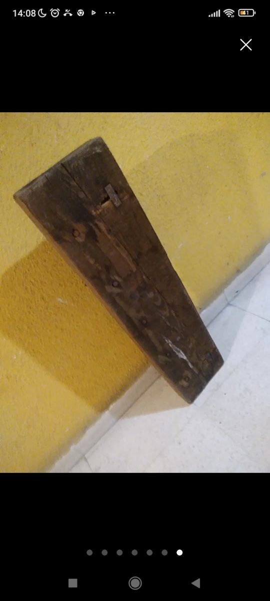 Cabide antigo em madeira com 8 ganchos