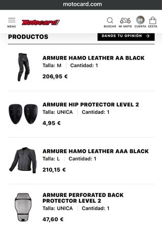 Chaqueta y pantalon a huego moto cuero Armure Hamo