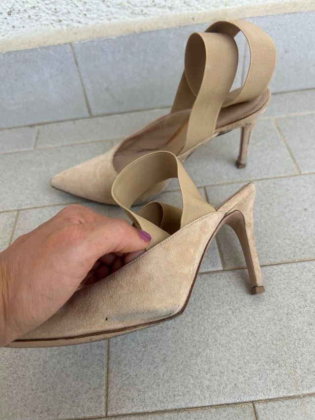 Tacchi beige con cinturino elastico