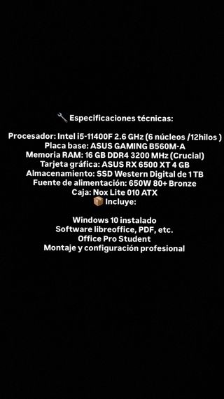 PC Gamer RGB + Teclado + Ratón