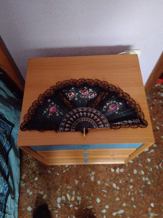 Abanico antiguo encaje negro