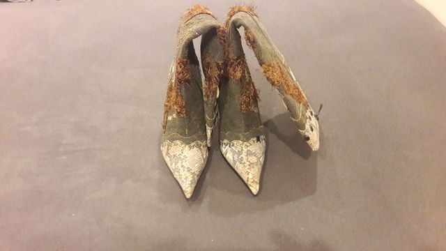 Botas altas tela vaquera marrón-beige T.40