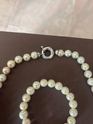 Collar y pulsera perlas blancas verdaderas