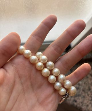 Collar y pulsera perlas blancas verdaderas