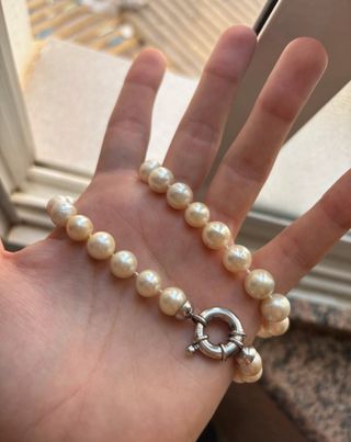 Collar y pulsera perlas blancas verdaderas