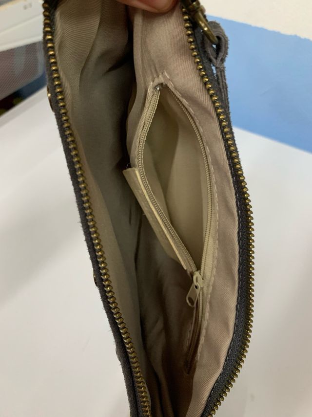 Bolso mujer gris ante/piel