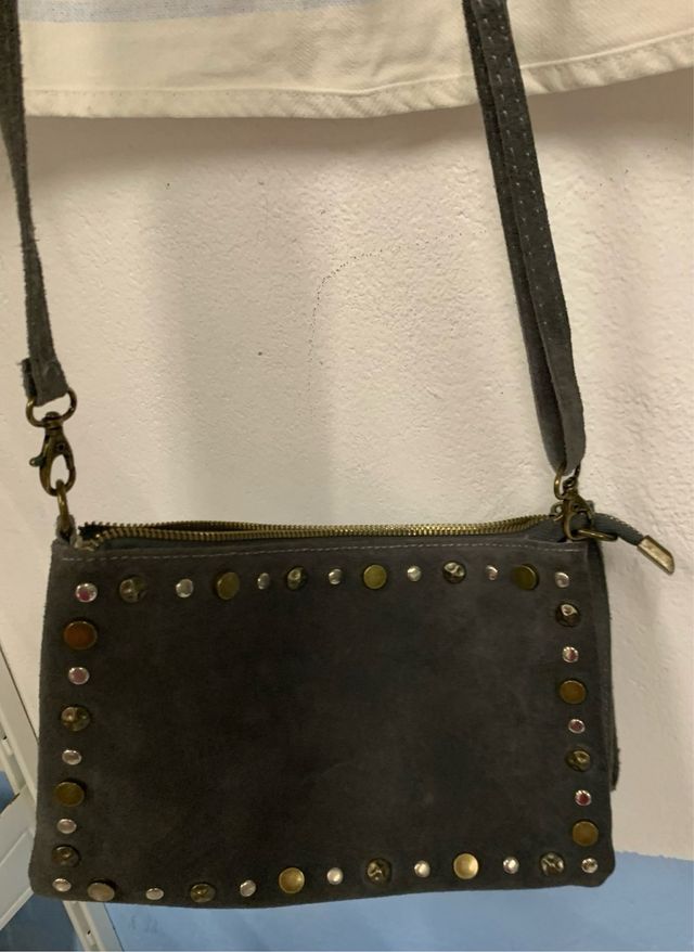 Bolso mujer gris ante/piel