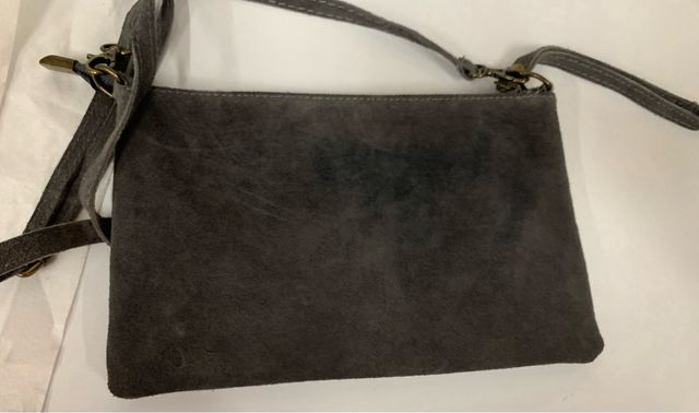 Bolso mujer gris ante/piel