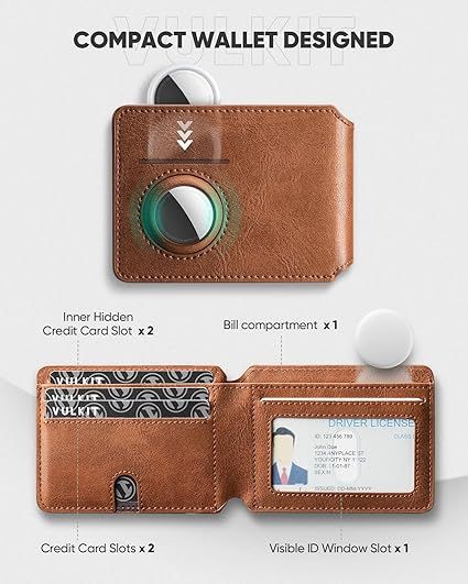 Cartera VULKIT Piel Marrón - 6+ Tarjetas