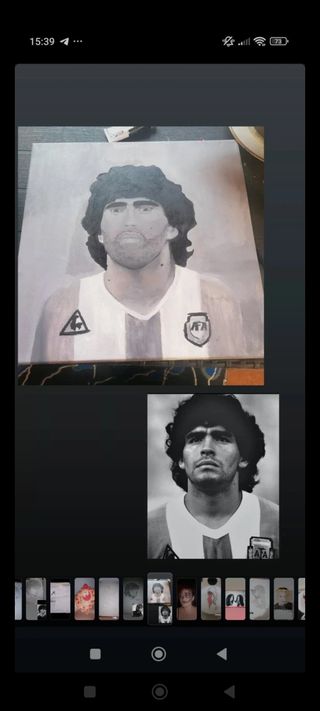 Tela ritratto Maradona B/N