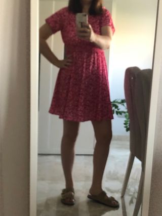Vestido rosa estampado flores