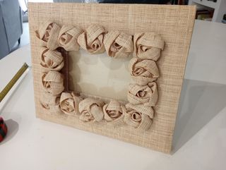 Portafoto in juta beige