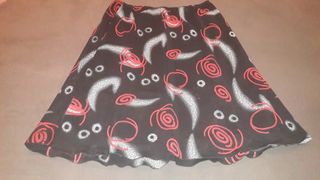 Falda larga negra roja estampada T-52
