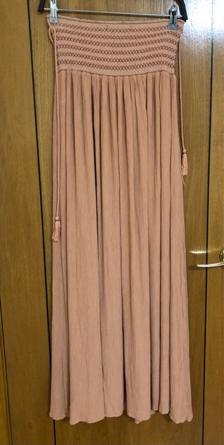 Falda larga Zara rosa