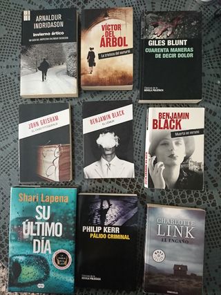 Lote 9 libros de novela policíaca y crímenes 