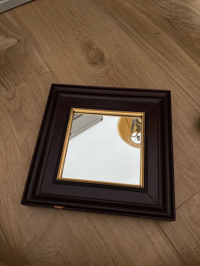Espejo madera dorado 25cm