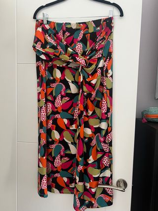 Falda midi multicolor estampada