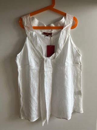 Blusa Caramelo blanca sin mangas