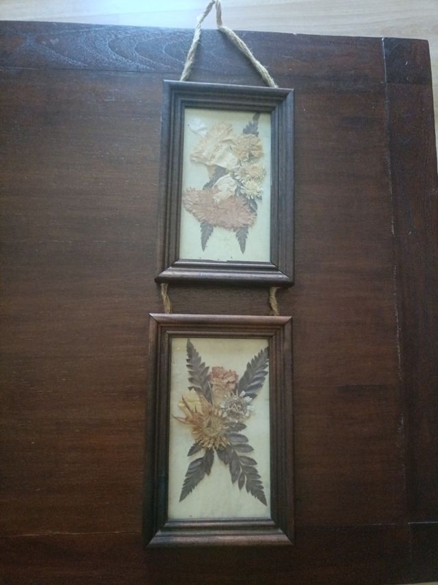 2 Cuadros vintage con flores secas.