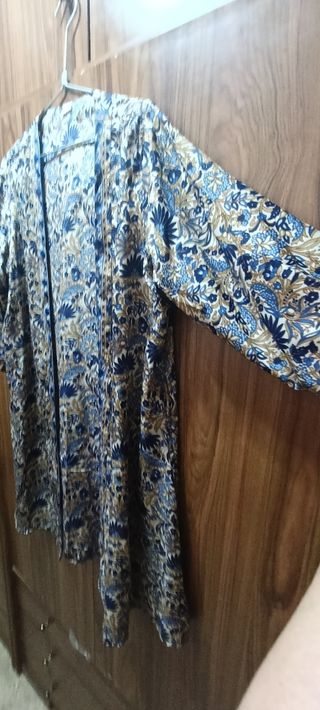 Kimono camisero azul y dorado mujer