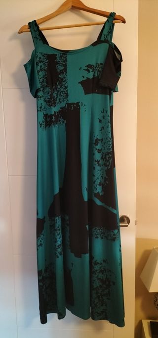 Vestido maxi fiesta - verde & negro