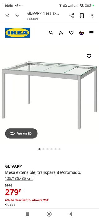 Mesa cristal acero + 4 sillas