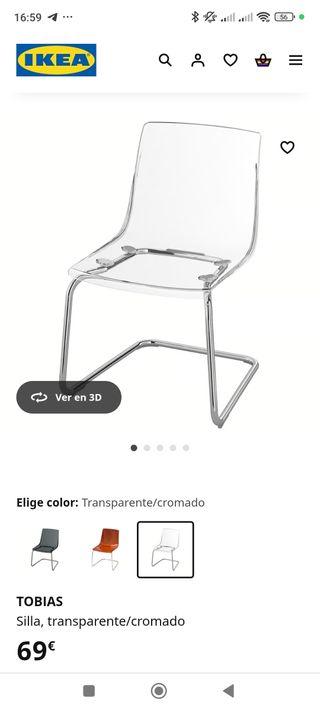 Mesa cristal acero + 4 sillas
