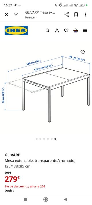 Mesa cristal acero + 4 sillas