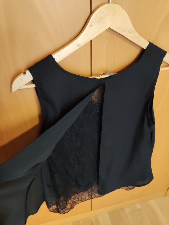 Top negro encaje espalda talla S