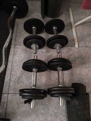 Pesas + 100 kg y barras de pesas
