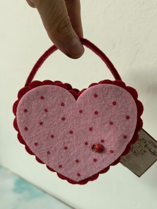 Cestino Cuore feltro rosso rosa