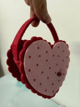 Cestino Cuore feltro rosso rosa