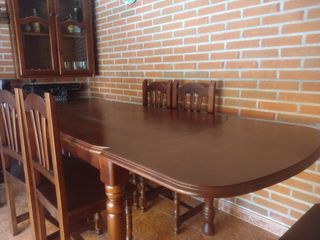 Mesa comedor extensible + 6 sillas madera