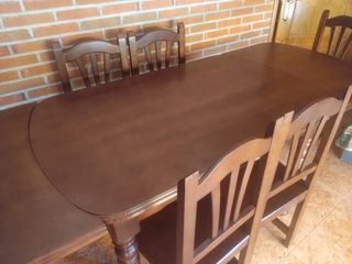 Mesa comedor extensible + 6 sillas madera