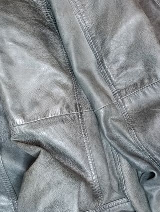 Cazadora cuero corta retro vintage gris