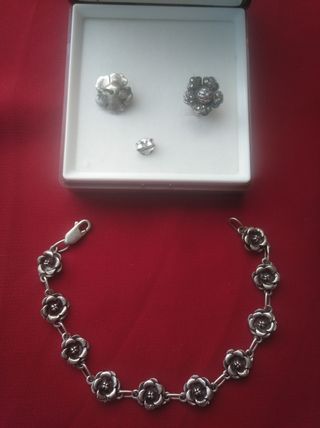 Pulsera y pendientes antiguos - Dorado y plateado